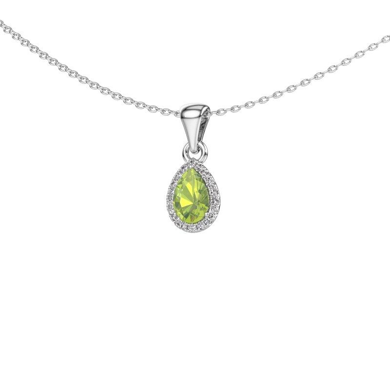 Anhänger Seline per 950 Platin Peridot 6x4 mm