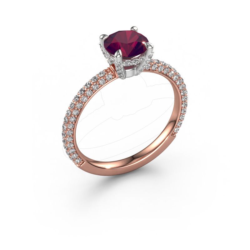 Engagement ring Saskia RND 2 585 rose gold rhodolite 7 mm
