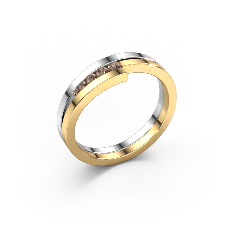 Ring Cato 585 witgoud bruine diamant 0.125 crt