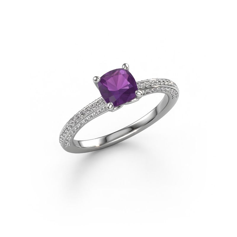 Engagement ring Elenore cus 950 platinum amethyst 5.5 mm