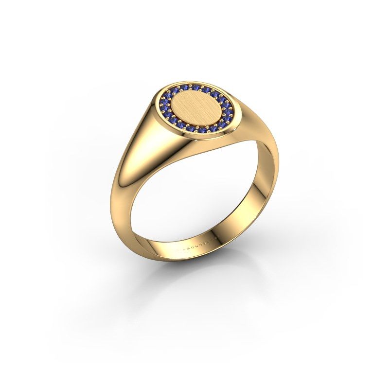 Image of Signet ring Rosy Oval 1 585 gold sapphire 1.2 mm