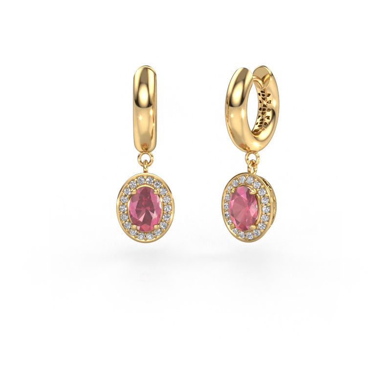 Drop earrings Annett 585 gold tourmaline pink 7x5 mm