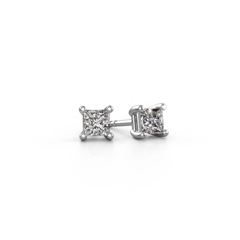 Clous d'oreilles Sam SQR 585 or blanc diamant synthétique 0.40 crt