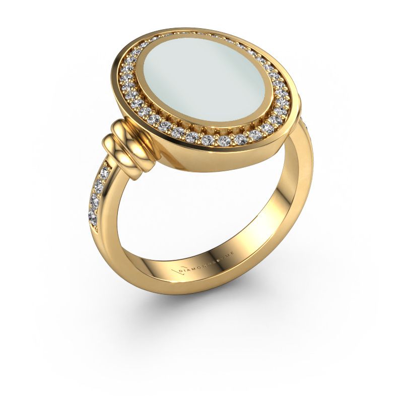 Signet ring Cristina 585 gold green sardonyx 14x10 mm