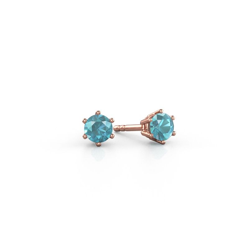 Earrings Fay 585 rose gold blue topaz 4.2 mm