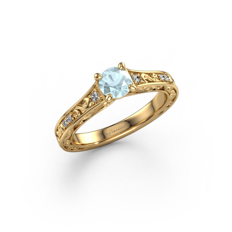 Verlovingsring Mallory RND 585 goud aquamarijn 5 mm