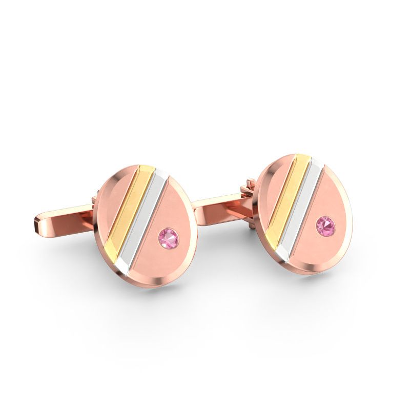 Manchetknopen Wesley 585 rosé goud roze saffier 2.7 mm