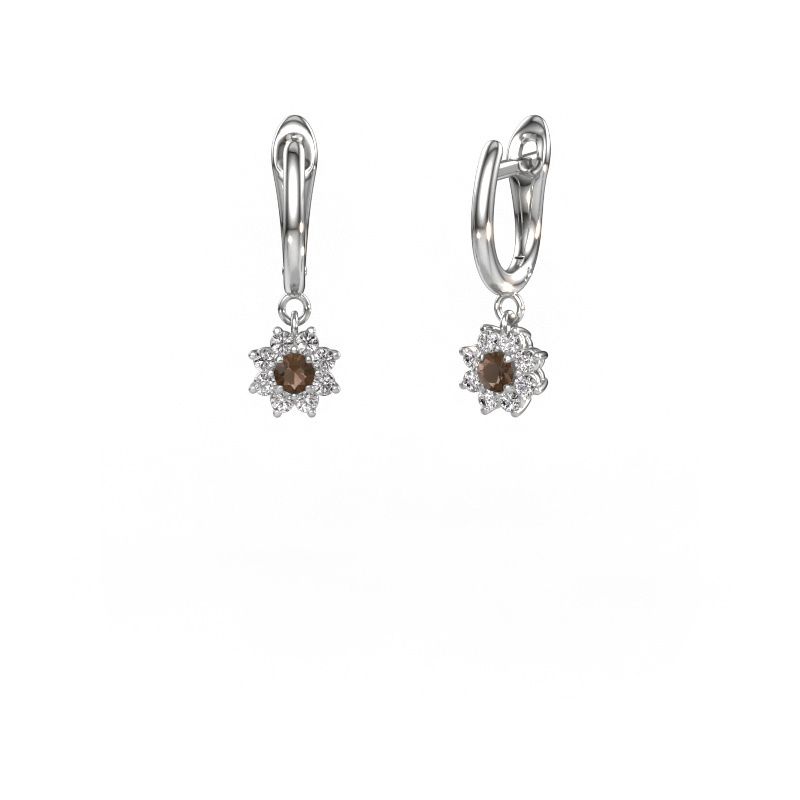 Drop earrings Camille 1 585 white gold smokey quartz 3 mm