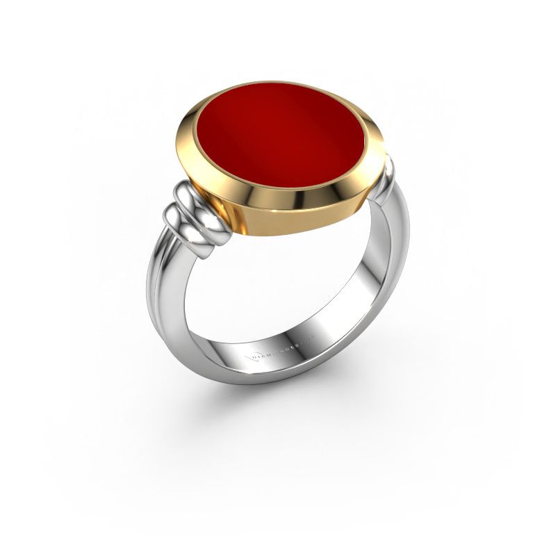 Chevalière Jake 4 585 or blanc cornaline 15x13 mm