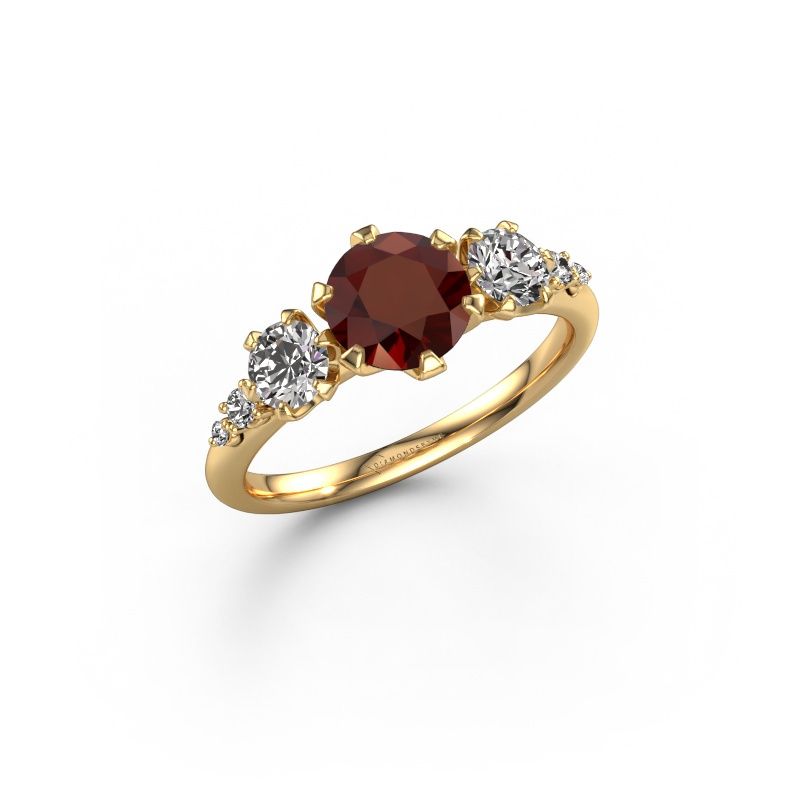 Verlobungsring Aniek RND 585 Gold Granat 6.5 mm
