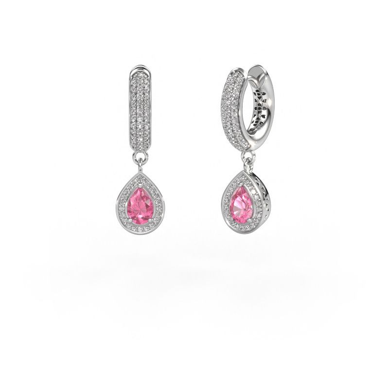 Pendants d'oreilles Barbar 2 585 or blanc saphir rose 6x4 mm
