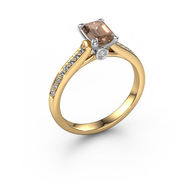 Bague de fiançailles Valorie eme 2 585 or jaune diamant brun 1.10 crt