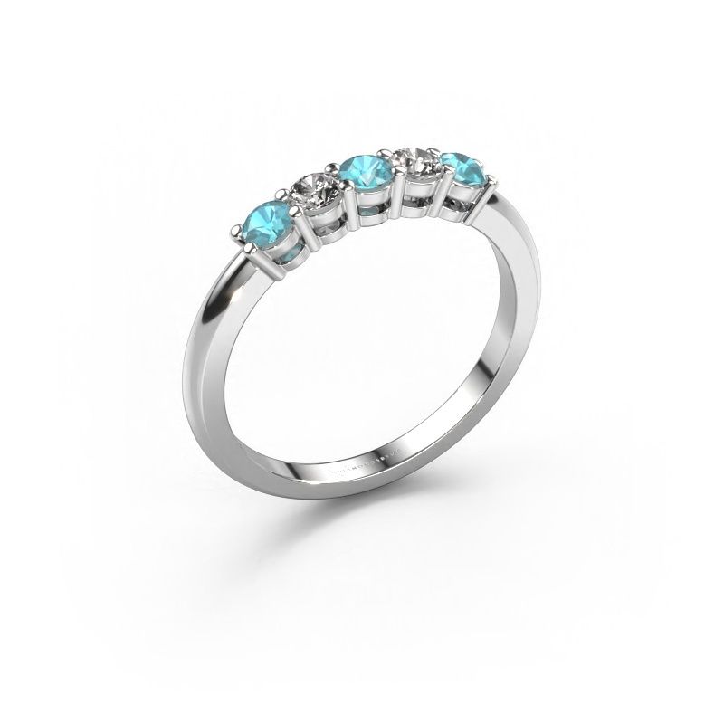 Ring Michelle 5 585 witgoud blauw topaas 3 mm