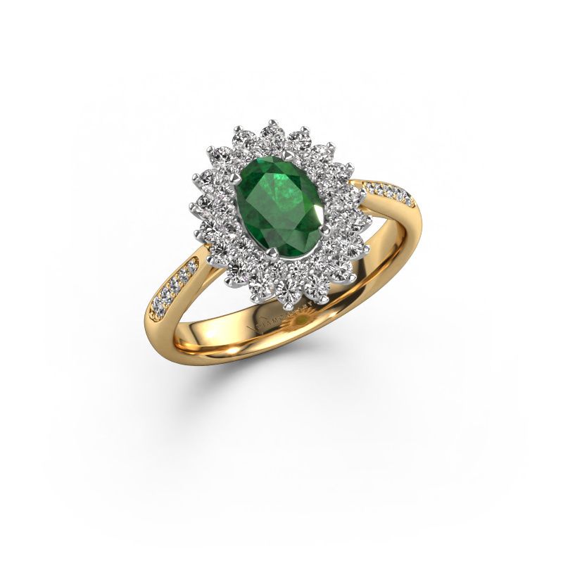 Engagement ring Alina 2 585 gold emerald 7x5 mm