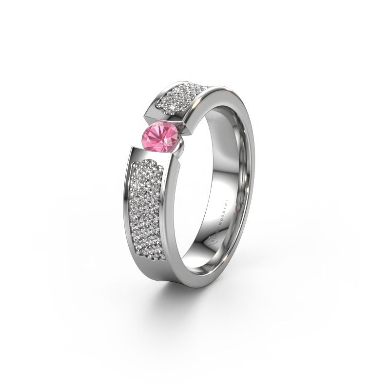 Wedding ring WH2100L 585 white gold pink sapphire ±5x3 mm