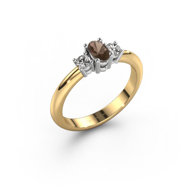Engagement ring Karie 585 gold smokey quartz 5x3 mm