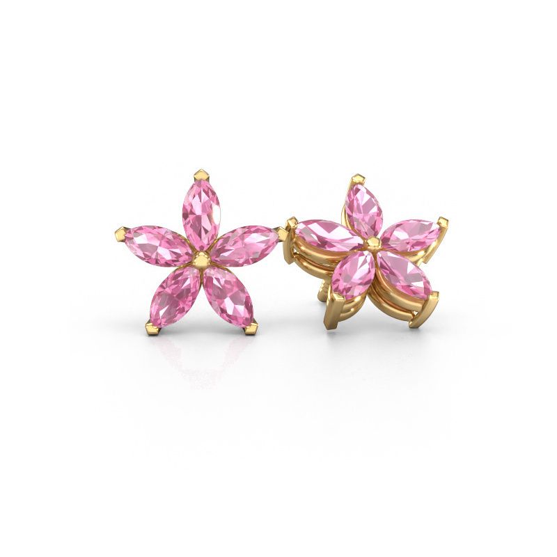 Oorstekers Sylvana 585 goud roze saffier 5x2.5 mm