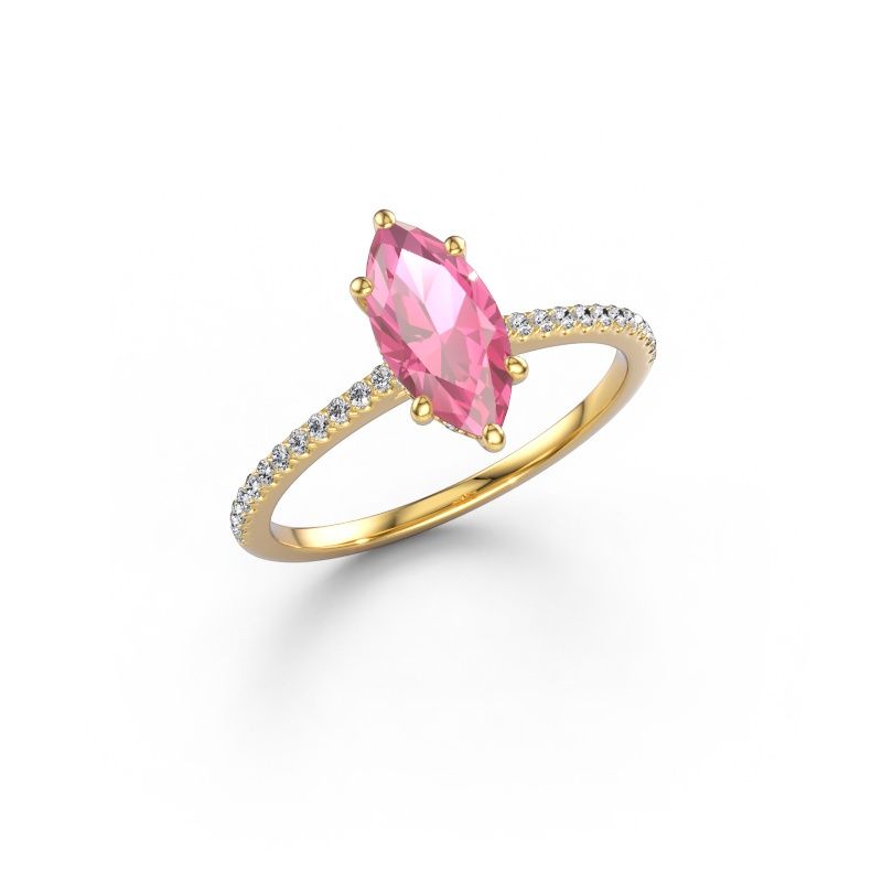 Engagement ring Sophie MRQ 585 gold pink sapphire 10x5 mm