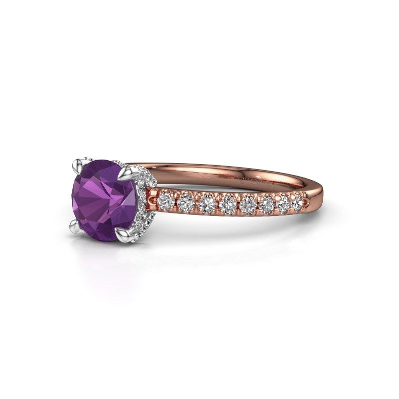 Image of Engagement ring saskia rnd 1<br/>585 rose gold<br/>Amethyst 6.5 mm