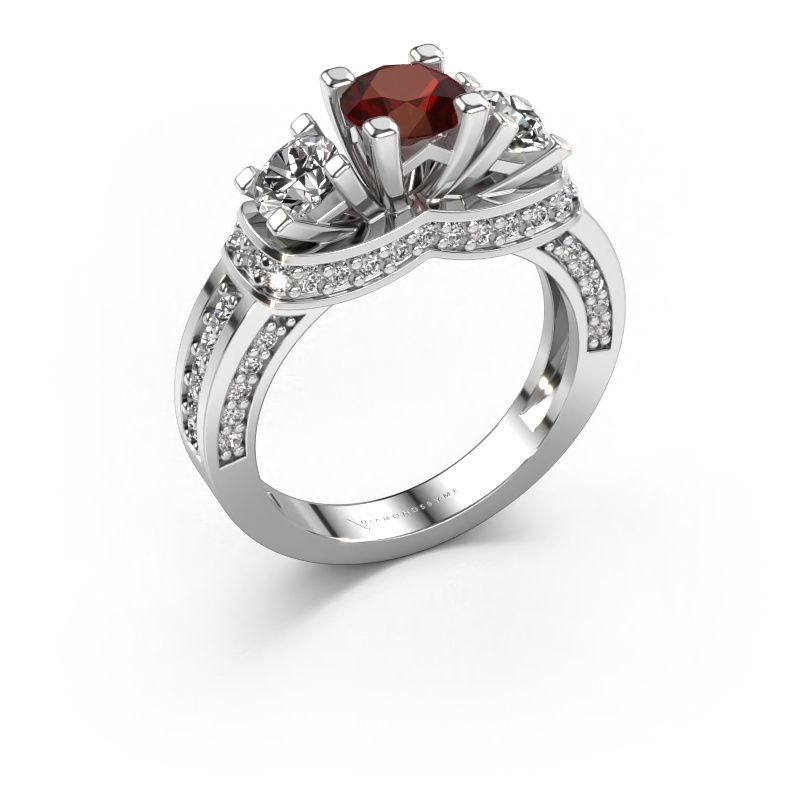Engagement ring Phileine 585 white gold garnet 5 mm
