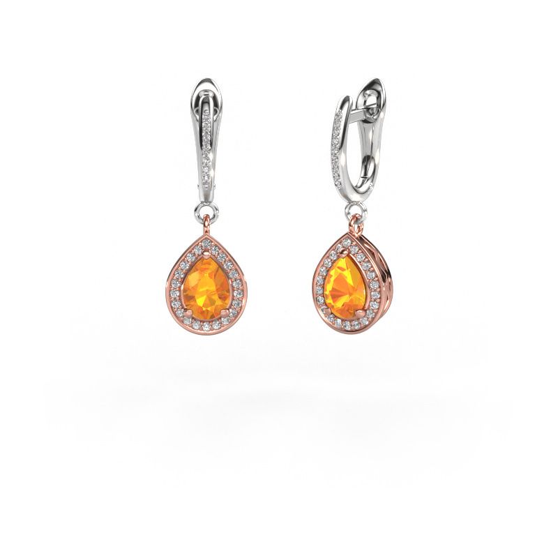 Drop earrings Ginger 2 585 rose gold citrin 7x5 mm