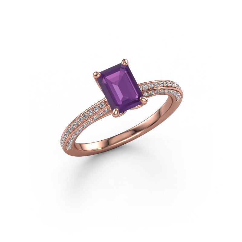 Verlobungsring Elenore eme 585 Roségold Amethyst 7x5 mm
