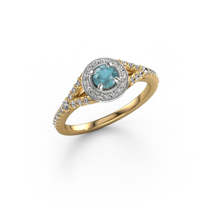 Verlobungsring Pamela RND 585 Gold Blau Topas 4 mm