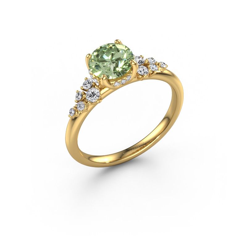 Engagement ring Emma RND 585 gold green lab grown diamond 6.5 mm