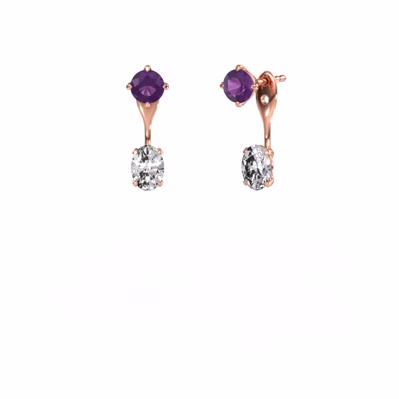 Ohrhänger Kate RND-OVL 585 Roségold Amethyst 5 mm