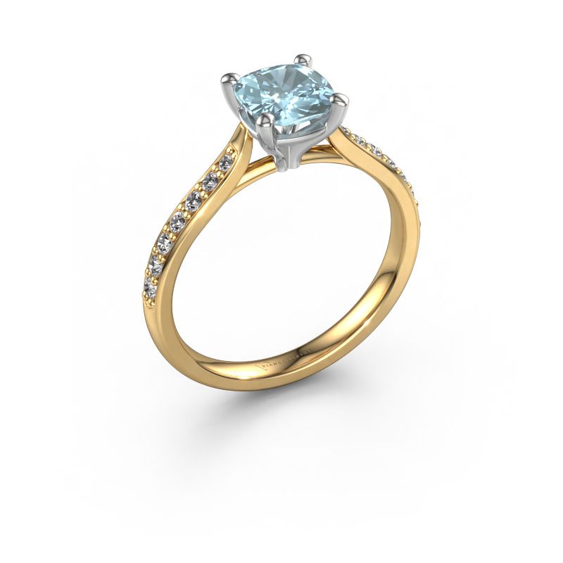 Engagement ring Mignon CUS 2 585 gold blue lab grown diamond 6 mm