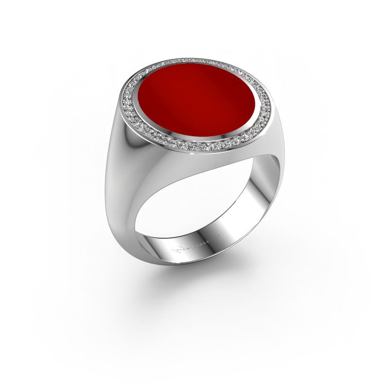Signet ring Adam 5 585 white gold carnelian 15x13 mm