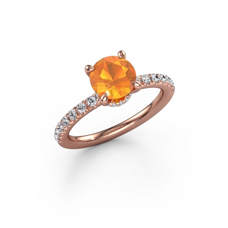 Verlobungsring Crystal rnd 4 EXPRESS 585 Roségold Citrin 7 mm