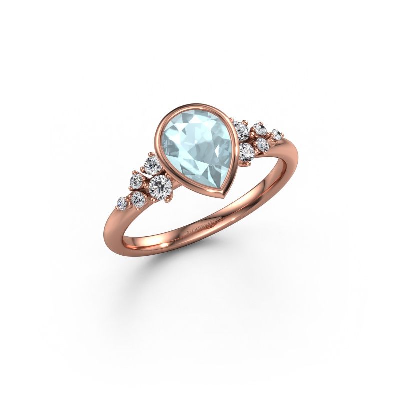 Verlobungsring Aliyah PER 585 Roségold Aquamarin 8x6 mm