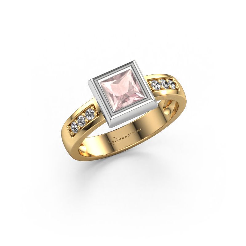 Ring Charlotte Square 585 gold morganite champagne 5 mm