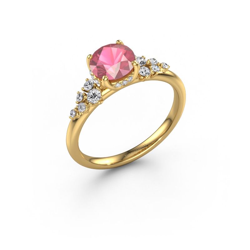 Engagement ring Emma RND 585 gold tourmaline pink 6.5 mm