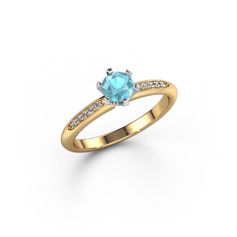 Engagement ring Tiffy 2 585 gold blue topaz 4.7 mm