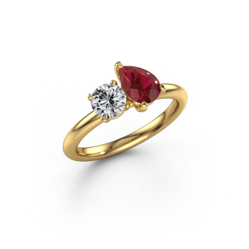 Verlobungsring Toi et Moi PER-RND 585 Gold Rubin 7x5 mm