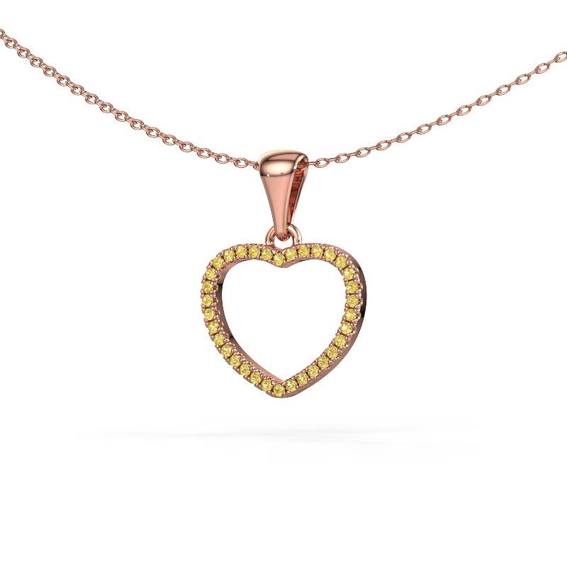 Pendant Heart 6 585 rose gold yellow sapphire 1 mm