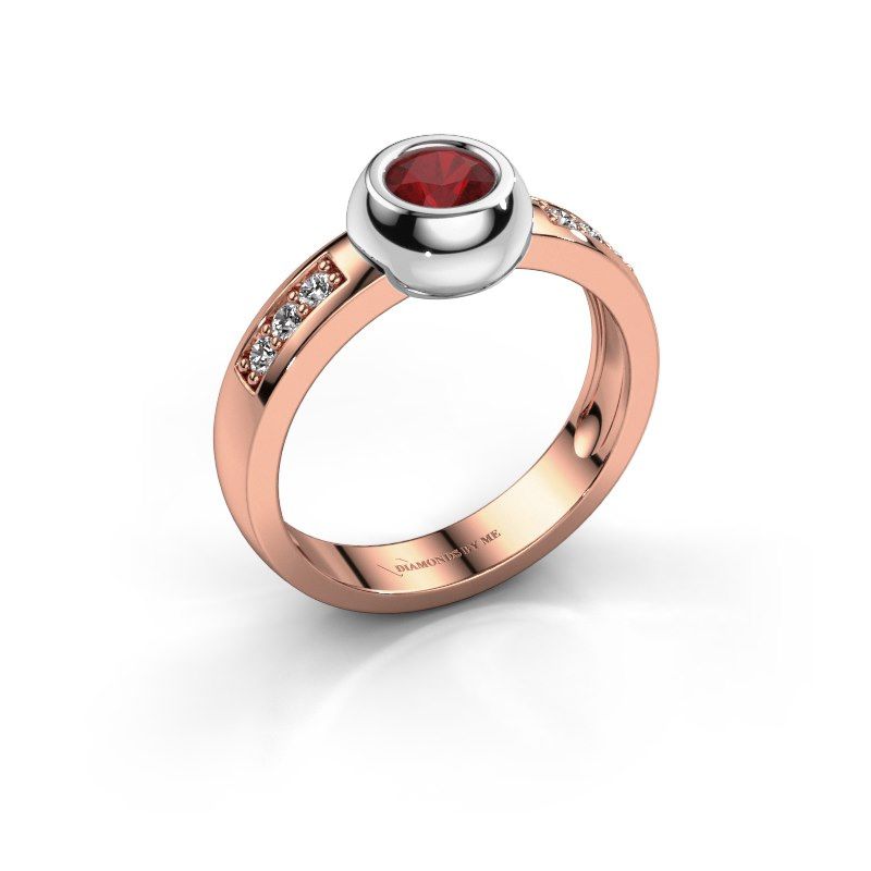 Afbeelding van Ring Charlotte Round<br/>585 rosé goud<br/>Robijn 4.7 mm