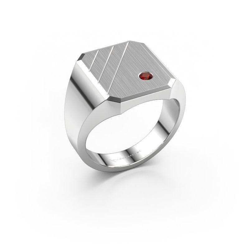 Chevalière Patrick 4 950 platine grenat 2.5 mm