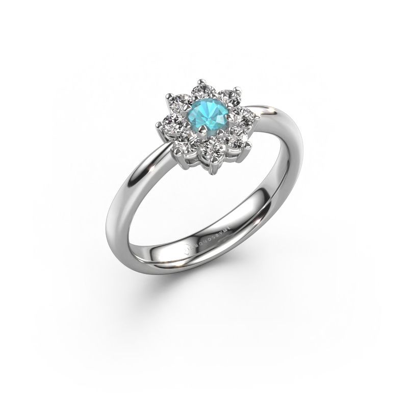 Verlobungsring Camille 1 950 Platin Blau Topas 3.4 mm