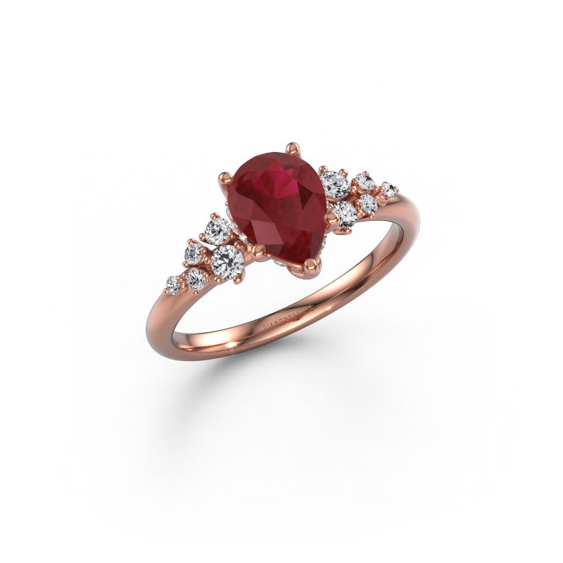 Engagement ring Emma PER 585 rose gold ruby 8x6 mm