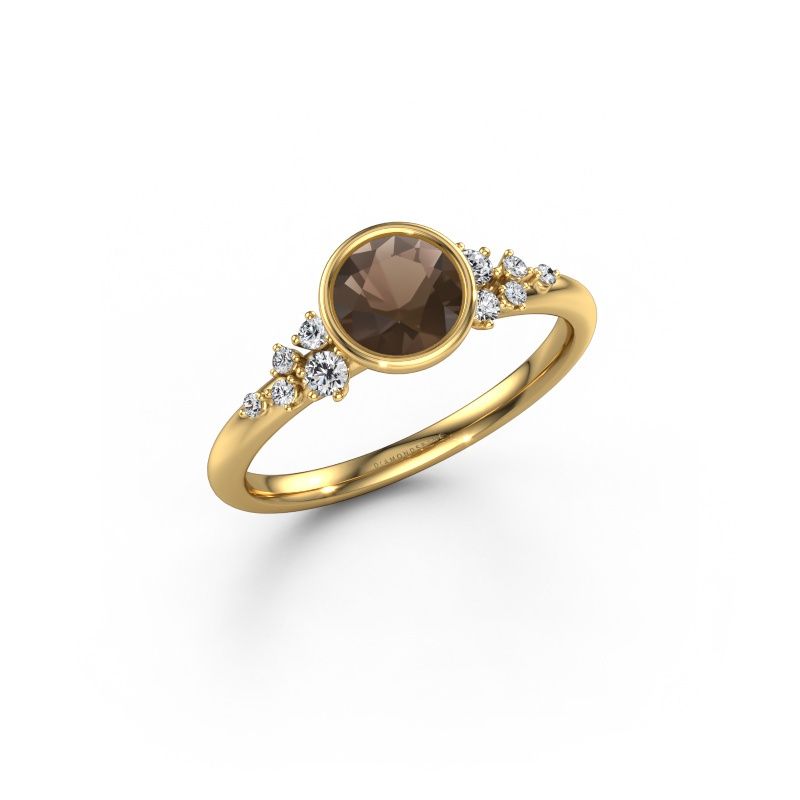 Bague de fiançailles Aliyah RND 585 or jaune quartz fumé 5.7 mm