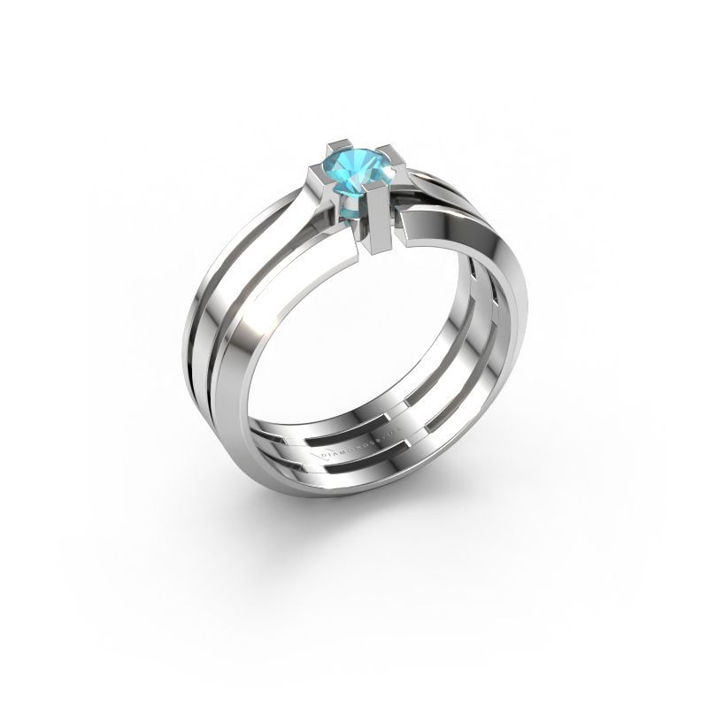 Herrenring Sem 950 Platin Blau Topas 4.7 mm