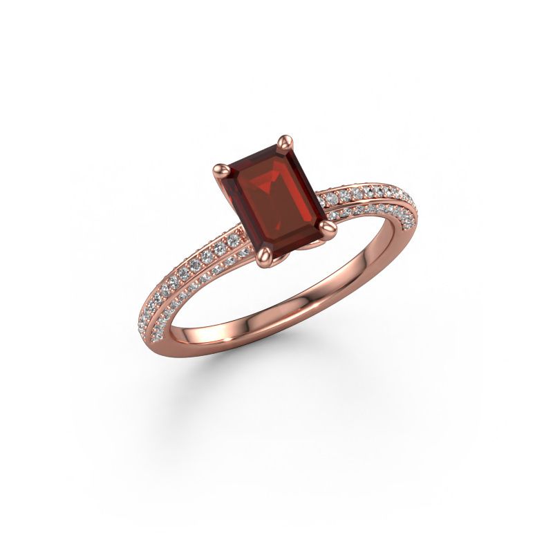 Verlobungsring Elenore eme 585 Roségold Granat 7x5 mm