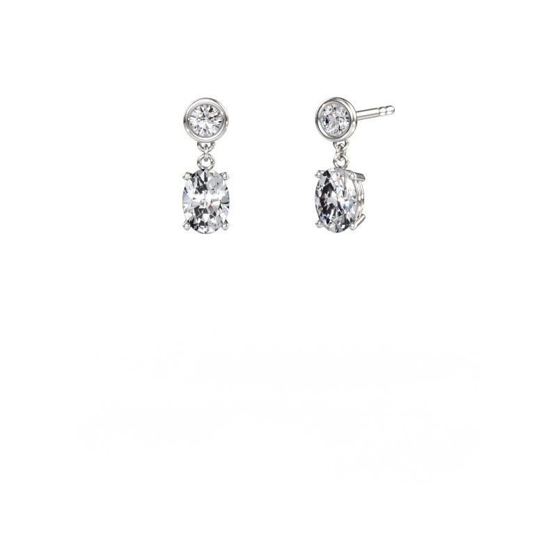 Pendants d'oreilles Lacey OVL 585 or blanc zircone 7x5 mm