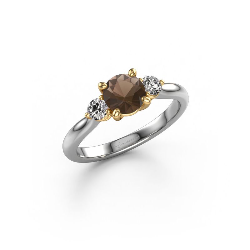 Verlobungsring Lieselot RND 585 Weißgold Rauchquarz 6.5 mm