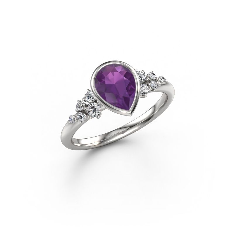 Engagement ring Aliyah PER 950 platinum amethyst 8x6 mm