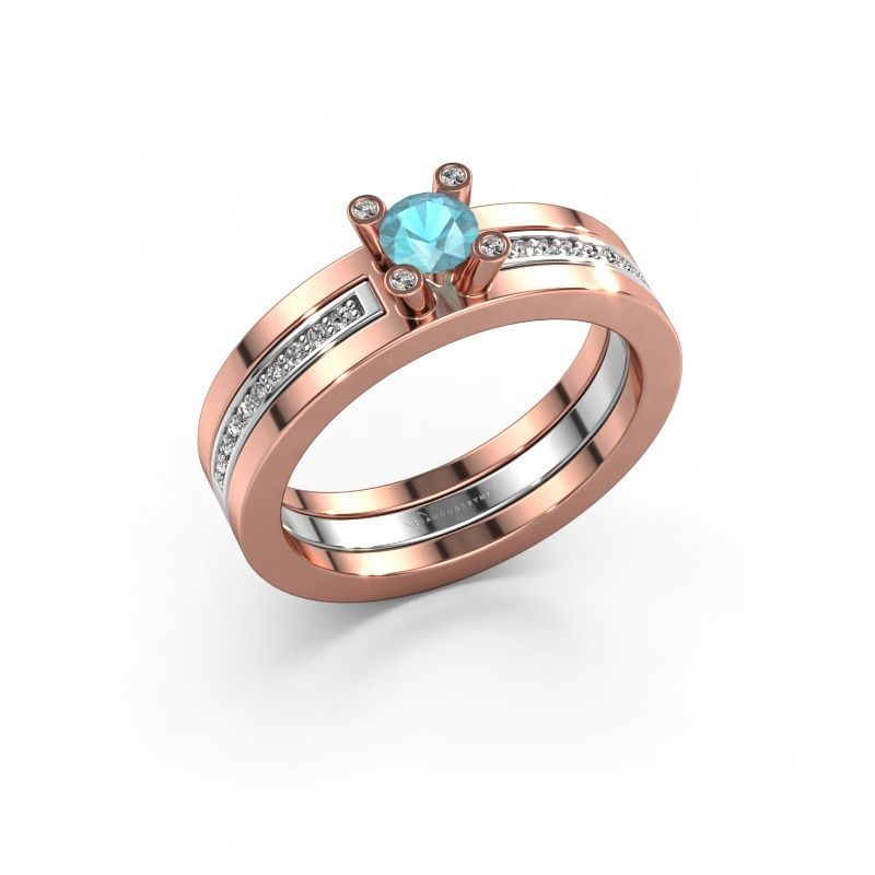 Engagement ring Alisha 585 rose gold blue topaz 4 mm