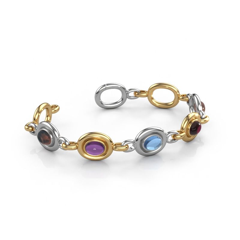 Gliederarmband Maxima 5 585 Weißgold Rauchquarz 8x6 mm